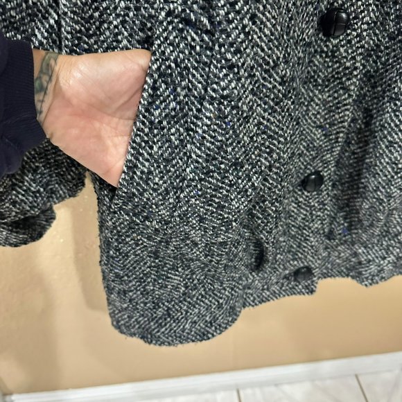 Vintage Otello Pelle Bomber Jacket Womens Size Medium Gray Wool Blend Mock Coat - Picture 7 of 15